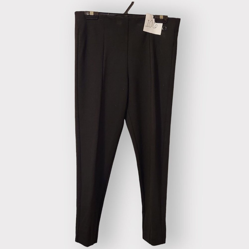SIMON CHANG POP PANTS WOMENS SIZE MEDIUM BLACK HIGH RISE STRAIGHT LEG